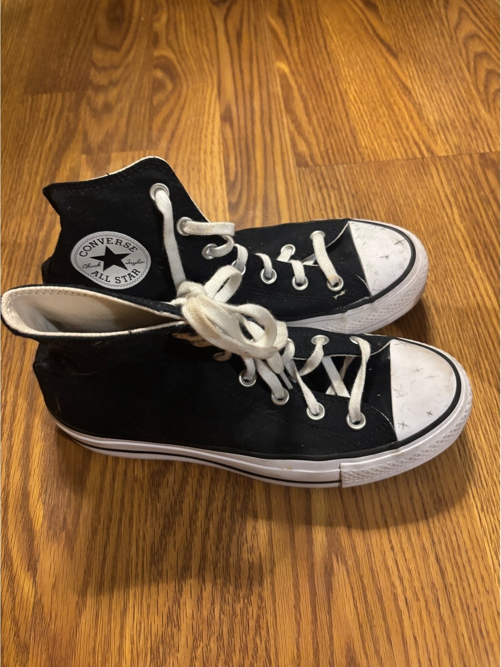 Black Converse All Star Platform Sneakers- Size 8 - Picture 2 of 8